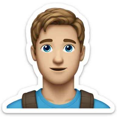 young man brown hair blue eyes 30 years sticker