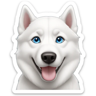 White Siberian husky smile  blue eyes sticker