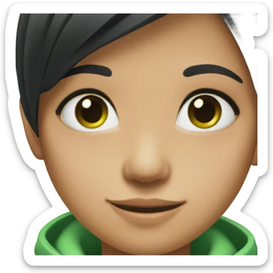 smiling girl with black hair and green eyes sticker