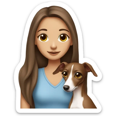 One girl with long brown hair hugging her Italian greyhound  sticker