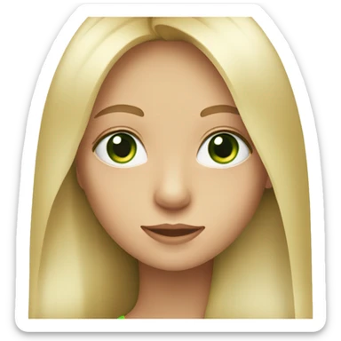A girl with long straight blonde hair with green eyes sticker