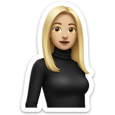 Blonde girl in black turtleneck  sticker