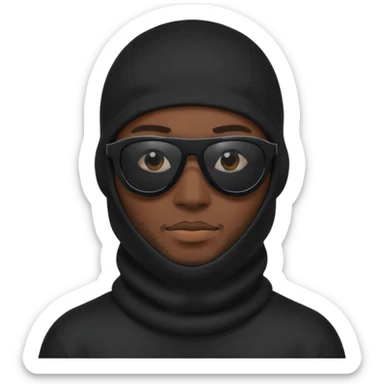 man in black balaclava and black sunglasses sticker