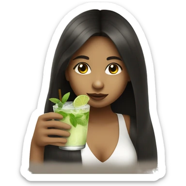 Girl with dark hair and light skin colour sipping a mojito sticker