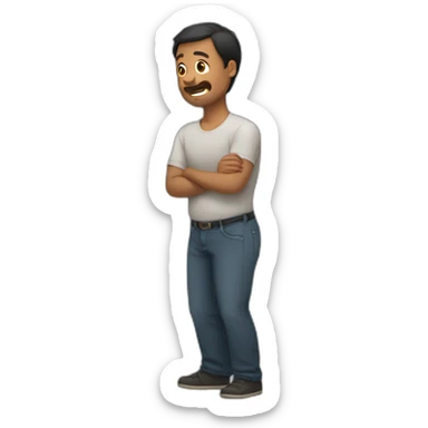 A man who touches his belly because it hurts so much sticker