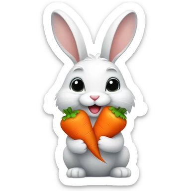 Rabbit with carrot sticker
