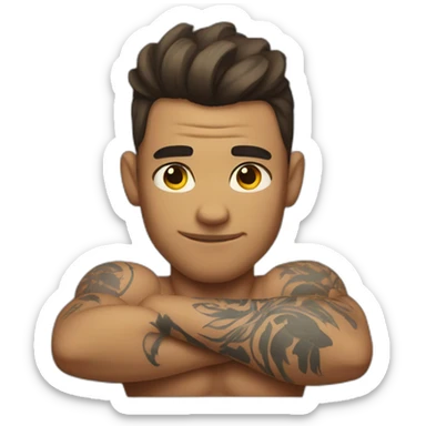 flexing arm with tattoos sticker