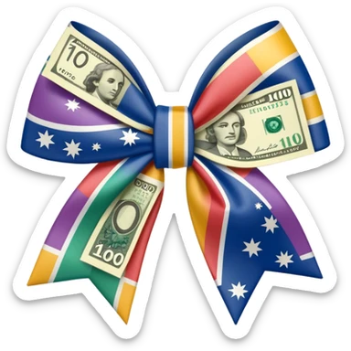 draw australian $100 notes in a bow sticker