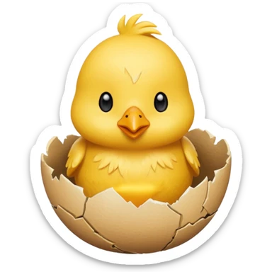cartoon chick sitting inside a cracked eggshell sticker