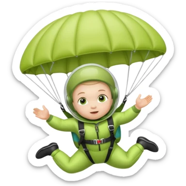 Skydiving baby with parachute and UFO lime sticker