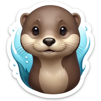 Cinematic Noble Otter Portrait Emoji, Poised and regal, with a sleek, streamlined build and a luxuriously smooth, well-groomed Fur of rich brown, deep-set soulful dark eyes, Simplified yet sharp and sophisticated features, highly detailed, glowing with a soft, dignified glow, high shine, intelligent and playful, stylized with an air of aquatic charm, focused and attentive, soft glowing outline, capturing the essence of a watchful and confident water-dweller, so majestic it feels as though it could glide out of the screen with effortless authority! sticker