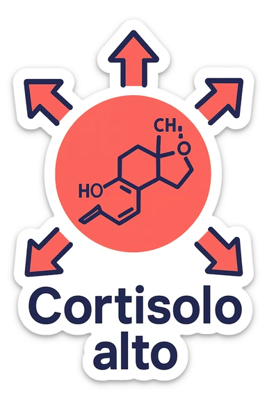 Cortisolo alto con freccie che indicano. In italiano sticker