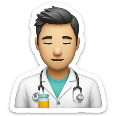 a tired pharmacy student from exam sticker