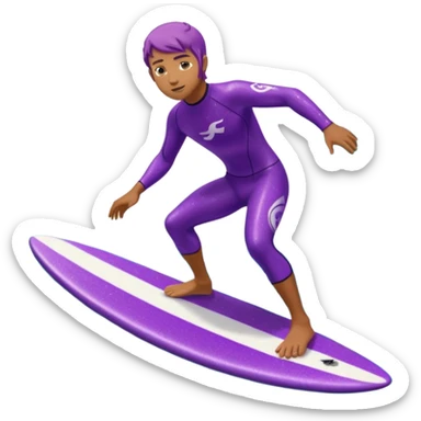 glitter surfer purple surf in wave ocean cian sticker