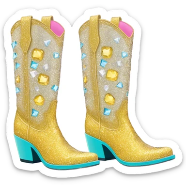 Diamond bedazzled glitter cowboy boots Betsy Johnson sticker