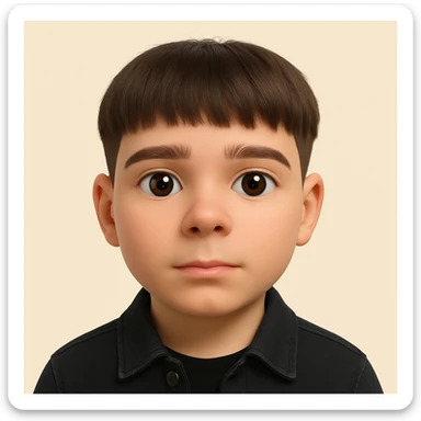 Create a realistic 3D emoji based on the reference image. The emoji should have relatively large eyes, retain the facial details, but without any pimples or mustache. The emoji is wearing a black denim jacket. Maintain the 3D emoji style look in the final image. sticker