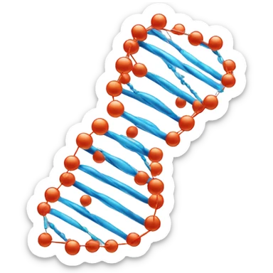 Double stranded DNA with mutations displayed as spiked bubbles sticker