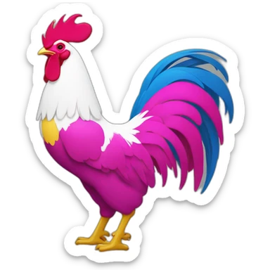 Fuchsia and yellow white blue rooster  sticker