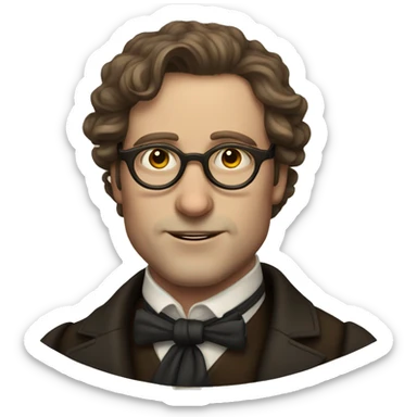 Victorian White man with brown hair with glasses sticker