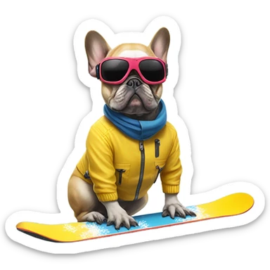 Skiing French bulldog  sticker