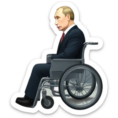Very sad Vladimir Putin monke in elevator in wheelchair sticker