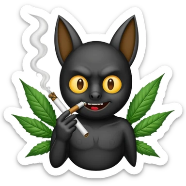 Bat smoking a marijuana joint sticker