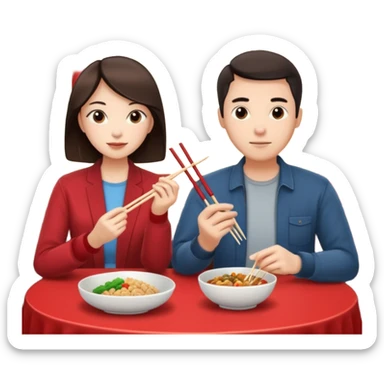 ligth couple having dinner at a Chinese restaurant sticker