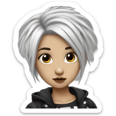 Half black and half white hair punk girl sticker