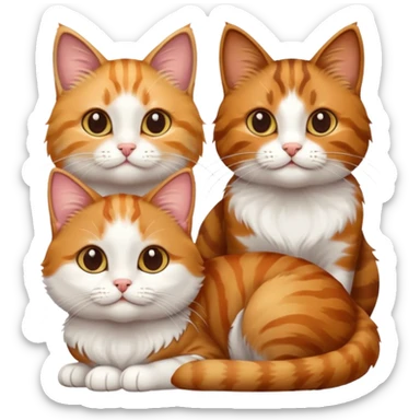 3 cats different colours including brown tabby and white, calico, and ginger and white sticker