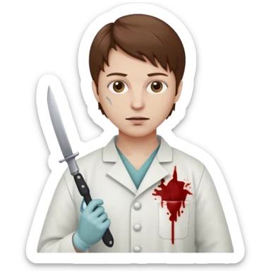 A victorian surgeon with a knife and bloody clothing sticker