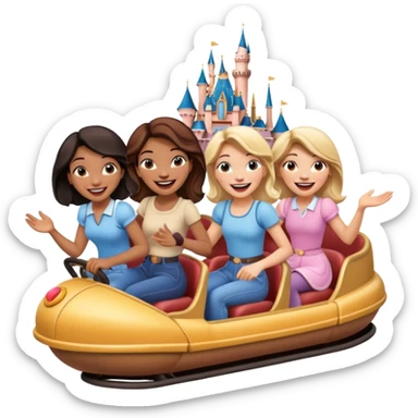 quatro chicas montadas en una atraccion de Disney paris sticker