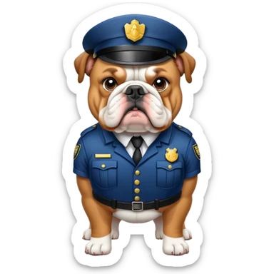 english bulldog as a security guard sticker