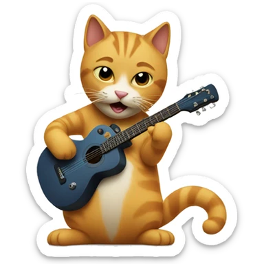Cat playing the guitar sticker