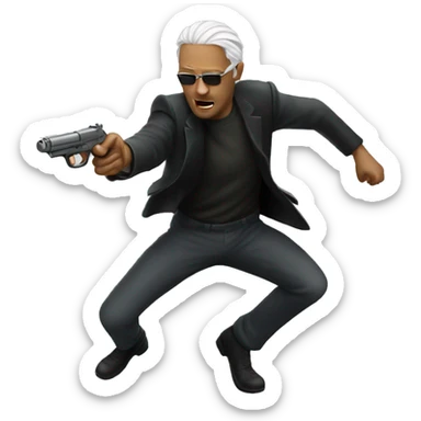 Man dodging bullets matrix sticker