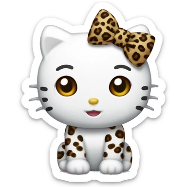 Hello Kitty with a leopard-colored bow sticker