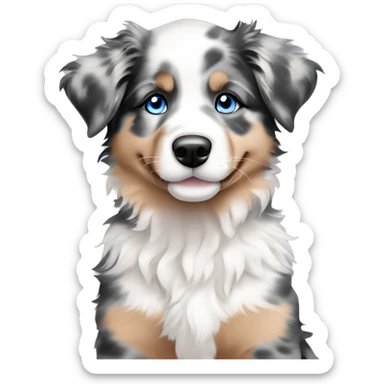 merle australian shepherd puppy with blue eyes sticker