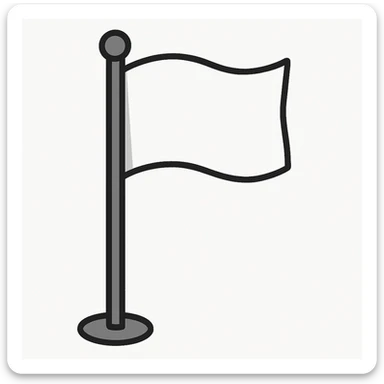 white flag on flagpole, clean background, minimalist style, no text sticker