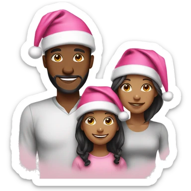 Black Family smiling pink christmas hats sticker