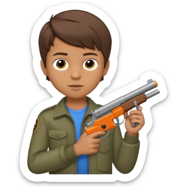 A 12 year old boy who has the gun sticker