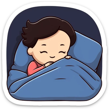 adorable girl sleeping with a small blanket sticker