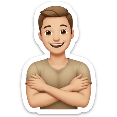 Crossed arms holding neck laughing guy sticker