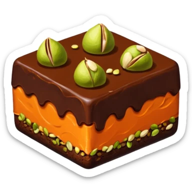 Chocolate square fudgy Bites with orange and pistachios  sticker