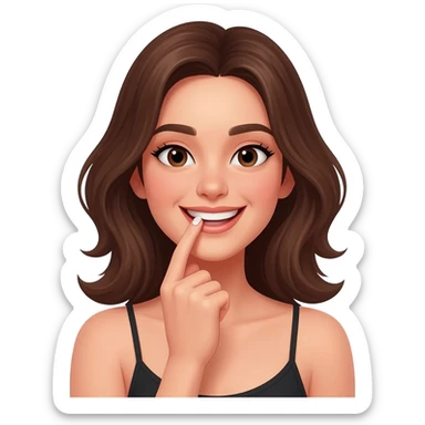 girl biting her index fingernail as if she’s flirting sticker