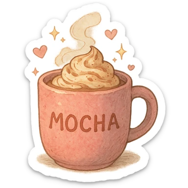 a pink mocha, cute and inviting sticker