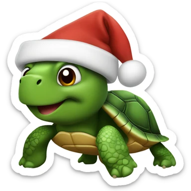 Turtle with Santa hat  sticker