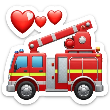 Fire engine with hearts sticker