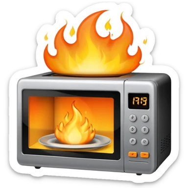 Microwave on fire sticker