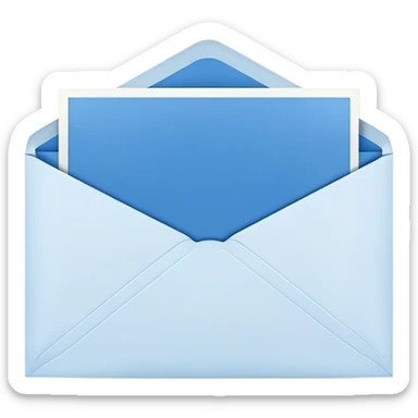 a white postcard in a blue envelope sticker