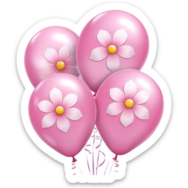 Pink birthday balloons Sakura flower sticker