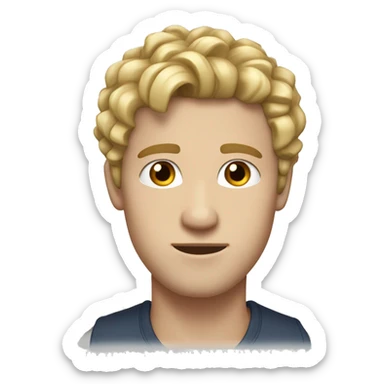 Guy with short hair and volume his hair is dirty blonde and he has blueish eyes wearing a cross chain around his neck he has white skin  sticker